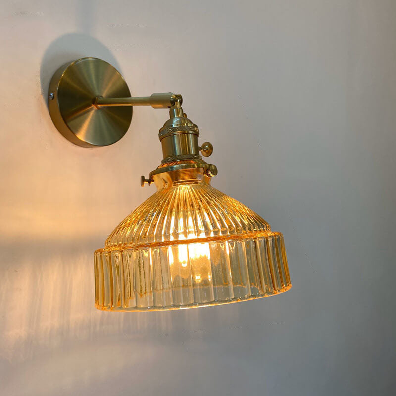 Nordic Brass Glass Dome Wall Sconce Lamp 1-Light Lasson Living