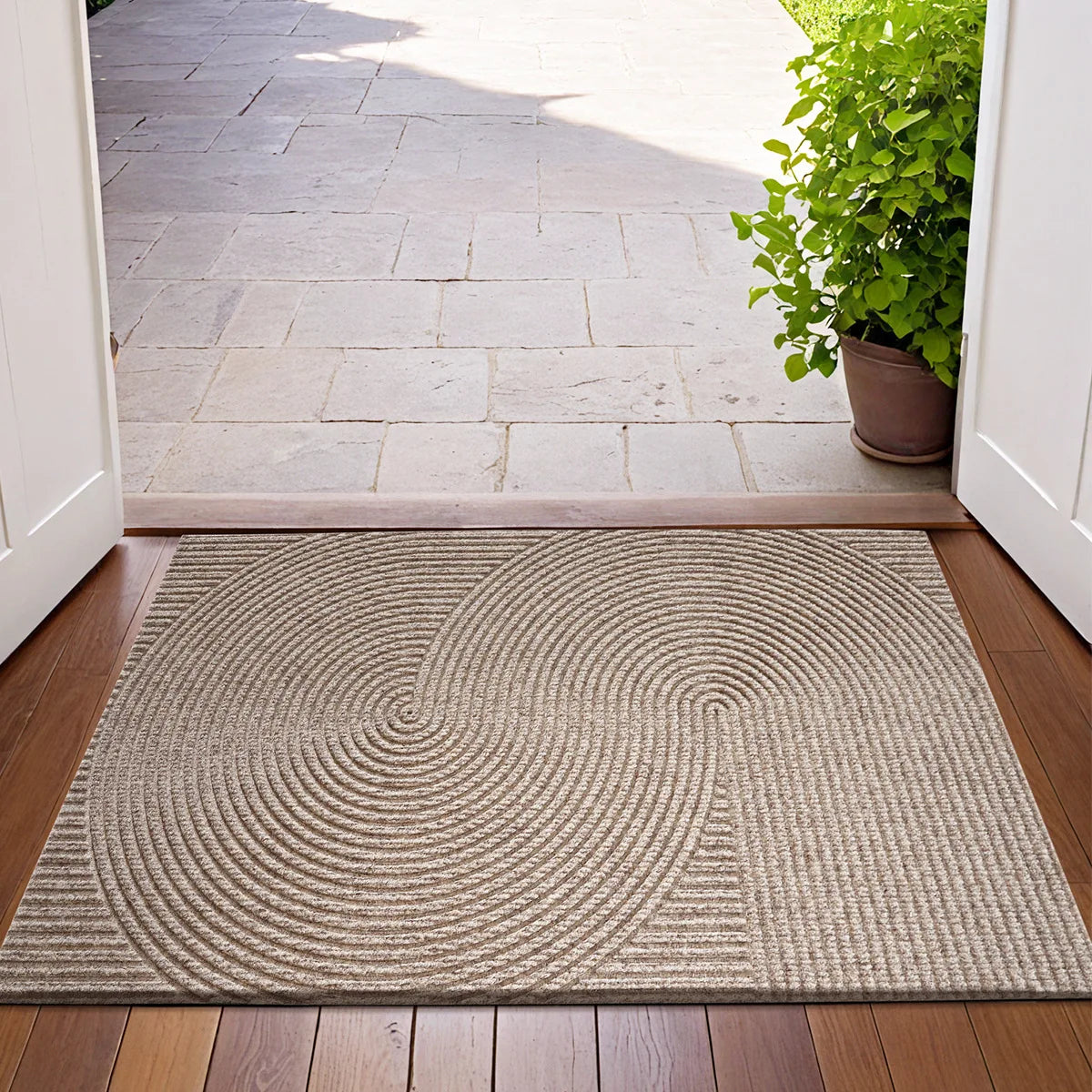 Nivara - 3D Grooved Door Mat of Durable Polyester with Non-Slip for Indoor and Outdoor Use Lasson Living