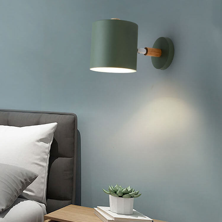 Nordic Wooden Cylinder Rotatable LED Wall Sconce | 1-Light