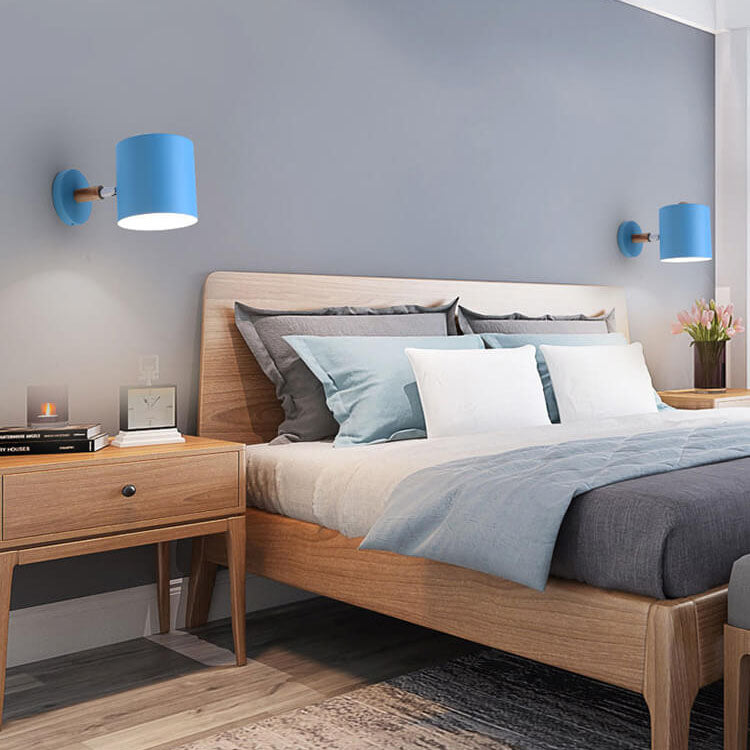 Nordic Wooden Cylinder Rotatable LED Wall Sconce | 1-Light