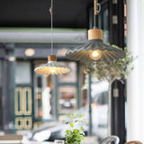 Modern Wood and Cement Scalloped Pendant Light | 1-Light