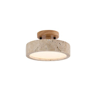 Modern Minimalist Travertine Round LED Ceiling Light 1-Light