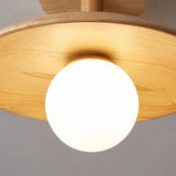 Nordic Wooden Dome Semi-Flush Ceiling Light | 1-Light