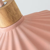 Modern Wood and Cement Scalloped Pendant Light | 1-Light