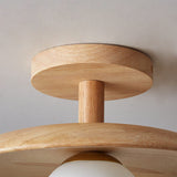 Nordic Wooden Dome Semi-Flush Ceiling Light | 1-Light