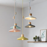 Modern Wood and Cement Scalloped Pendant Light | 1-Light