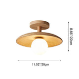Nordic Wooden Dome Semi-Flush Ceiling Light | 1-Light