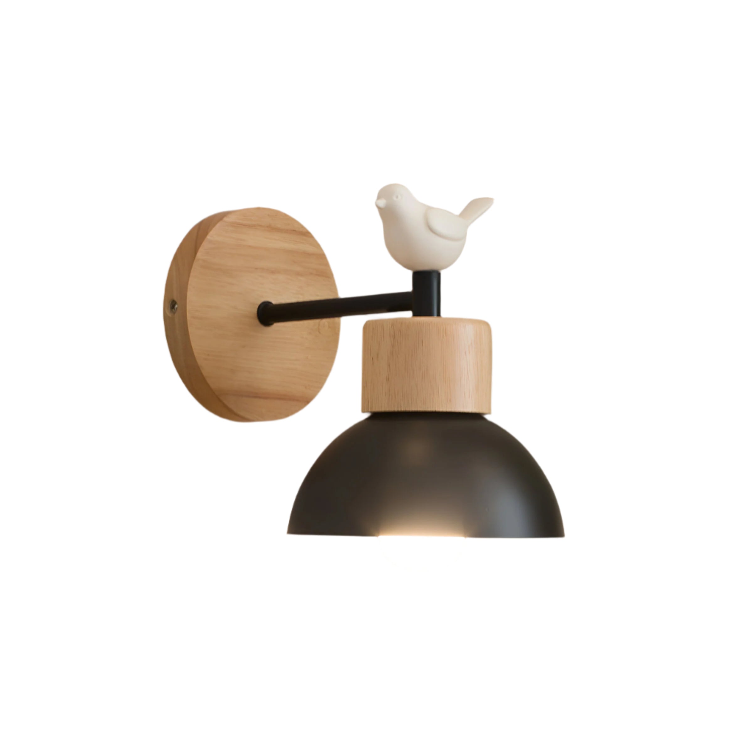 Nordic Wood Japandi Dome Wall Sconce LED 1-Light