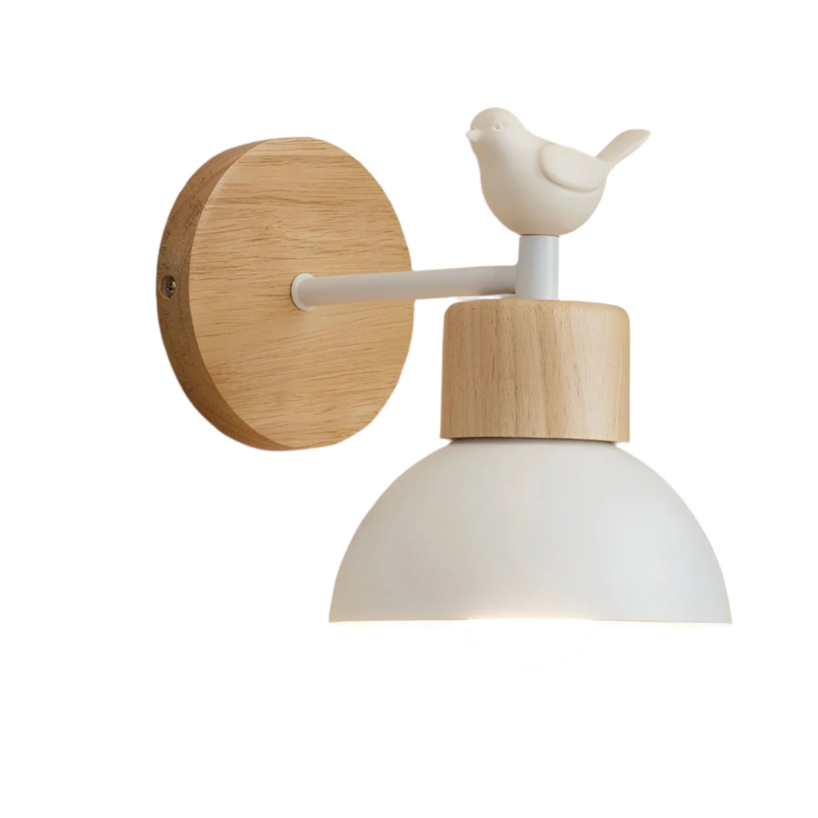 Nordic Wood Japandi Dome Wall Sconce LED 1-Light