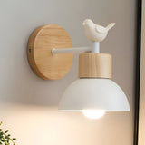 Nordic Wood Japandi Dome Wall Sconce LED 1-Light