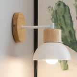 Nordic Wood Japandi Dome Wall Sconce LED 1-Light