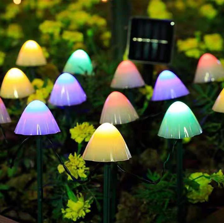 Outdoor Solar LED Mushroom Garden String Lights | Waterproof