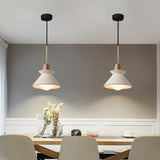 Nordic Cement and Wood Tapered Pendant Light | 1-Light