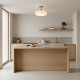 Nordic Wooden Dome Glass LED Semi-Flush Mount Ceiling Light 1-Light