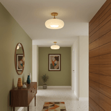 Nordic Wooden Dome Glass LED Semi-Flush Mount Ceiling Light 1-Light