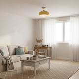 Nordic Wooden Dome Glass LED Semi-Flush Mount Ceiling Light 1-Light