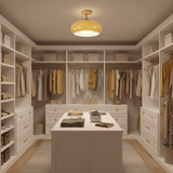 Nordic Wooden Dome Glass LED Semi-Flush Mount Ceiling Light 1-Light