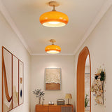 Nordic Wooden Dome Glass LED Semi-Flush Mount Ceiling Light 1-Light