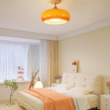 Nordic Wooden Dome Glass LED Semi-Flush Mount Ceiling Light 1-Light