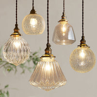 Vintage Copper Glass Globe Pendant Light 1-Light