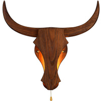 Rustic Wood Bull Head LED Wall Sconce Lamp 1-Light Lasson Living