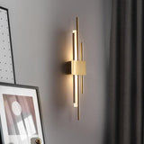 Modern Minimalist Brass Linear Wall Sconce LED 1-Light