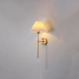 Vintage Brass Pleated Fabric Wall Light | 1-Light