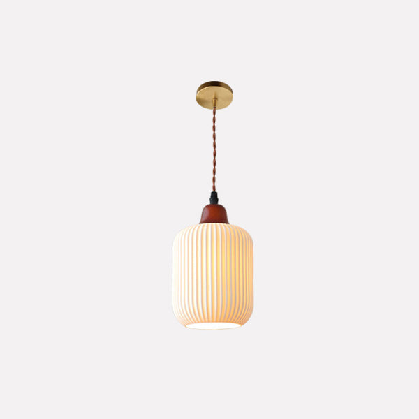 Japanese Ceramic Pleated LED Pendant Light | 1-Light