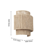 Japanese Rattan Curved Rope Wall Sconce 1-Light