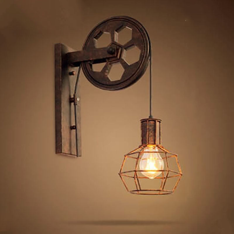 Vintage Industrial Pulley Wall Light | 1-Light
