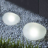 Modern Frosted Glass Pebble Solar LED Outdoor Light | 1-Light