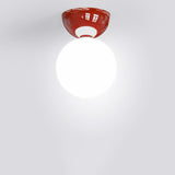 Scandinavian Glass Globe Semi-Flush Ceiling Light | 1-Light