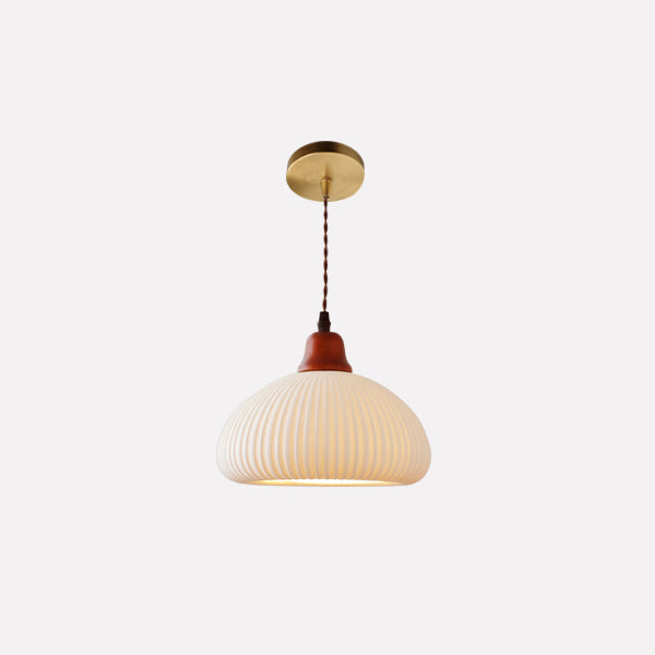 Japanese Ceramic Pleated LED Pendant Light | 1-Light