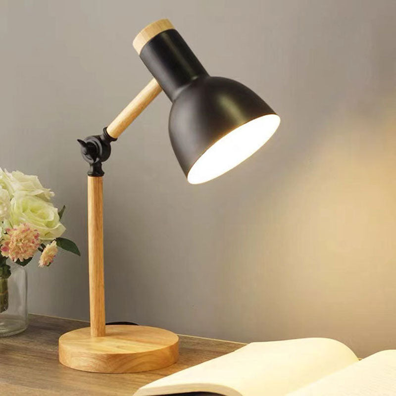 Nordic Wood Base Semi-Circular Table Lamp 1-Light