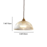 Modern Ribbed Clear Glass Dome Pendant Light | 1-Light