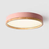 Nordic Wood Round LED Flush Ceiling Light | 1-Light
