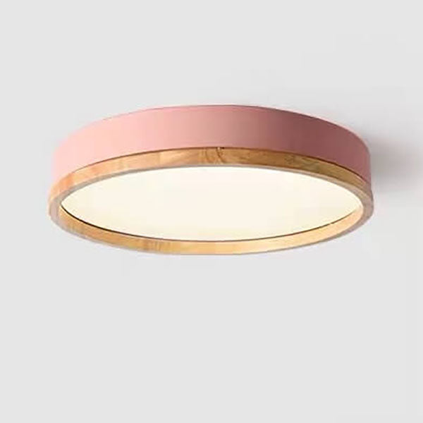 Nordic Wood Round LED Flush Ceiling Light | 1-Light