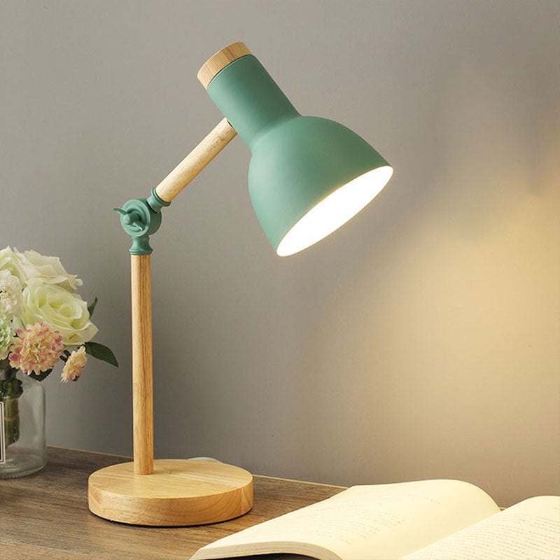 Nordic Wood Base Semi-Circular Table Lamp 1-Light