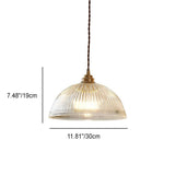 Modern Ribbed Clear Glass Dome Pendant Light | 1-Light