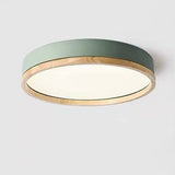 Nordic Wood Round LED Flush Ceiling Light | 1-Light