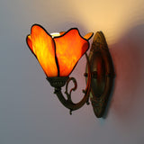 Vintage Tiffany Stained Glass Flower Wall Light | 1-Light
