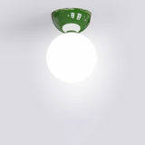 Scandinavian Glass Globe Semi-Flush Ceiling Light | 1-Light