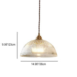 Modern Ribbed Clear Glass Dome Pendant Light | 1-Light