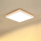 Nordic Wooden Square LED Flush Ceiling Light | 1-Light
