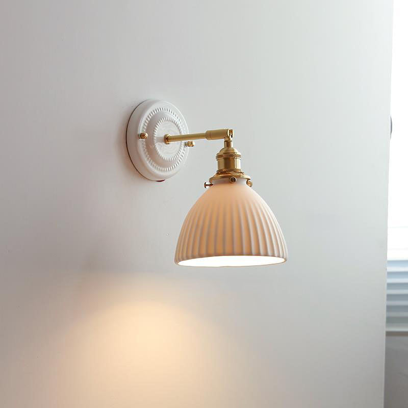 Vintage Japanese Ceramic Brass 1-Light Wall Light