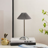 Scandinavian Brass Pleated Fabric Cone Table Light | 1-Light