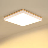 Nordic Wooden Square LED Flush Ceiling Light | 1-Light