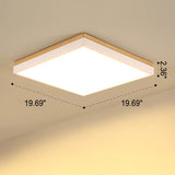 Nordic Wooden Square LED Flush Ceiling Light | 1-Light