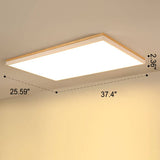 Nordic Wooden Square LED Flush Ceiling Light | 1-Light
