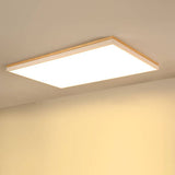 Nordic Wooden Square LED Flush Ceiling Light | 1-Light